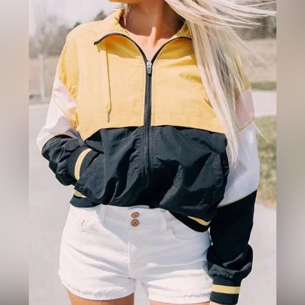 Trendy Colorblock Windbreaker Jacket